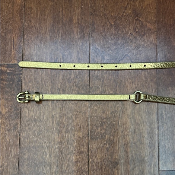 J. Crew Women’s Skinny Gold Bronze Leather Belt, Size Large - Picture 8 of 16